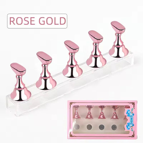 5pcs Nail Holder False Nail Tip Practice Stand Crystal Base Magnetic H