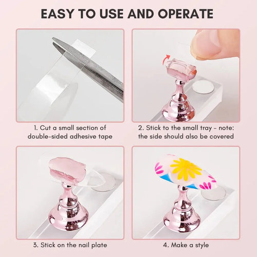 5pcs Nail Holder False Nail Tip Practice Stand Crystal Base Magnetic H