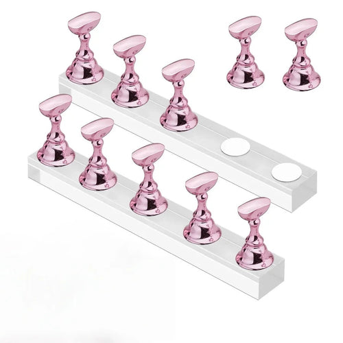 5pcs Nail Holder False Nail Tip Practice Stand Crystal Base Magnetic H