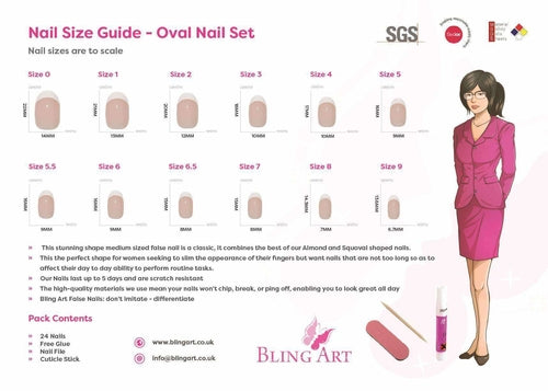 False Nails by Bling Art Red Brown Polished Oval Medium Fake Acrylic