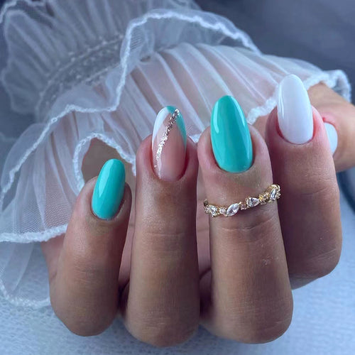 Koyu Zeytin Yeşili Kare Press-On Nails