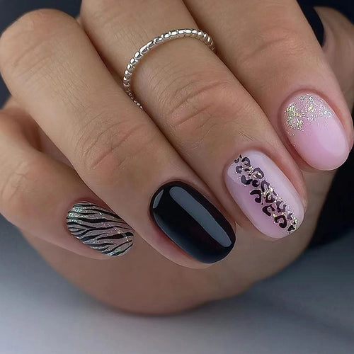Koyu Mor Oval Press-On Nails